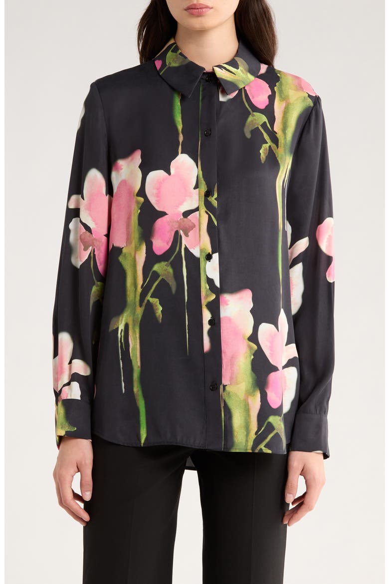 Melting Flowers Print Button Front Shirt, Main, color, MELTING FLOWERS