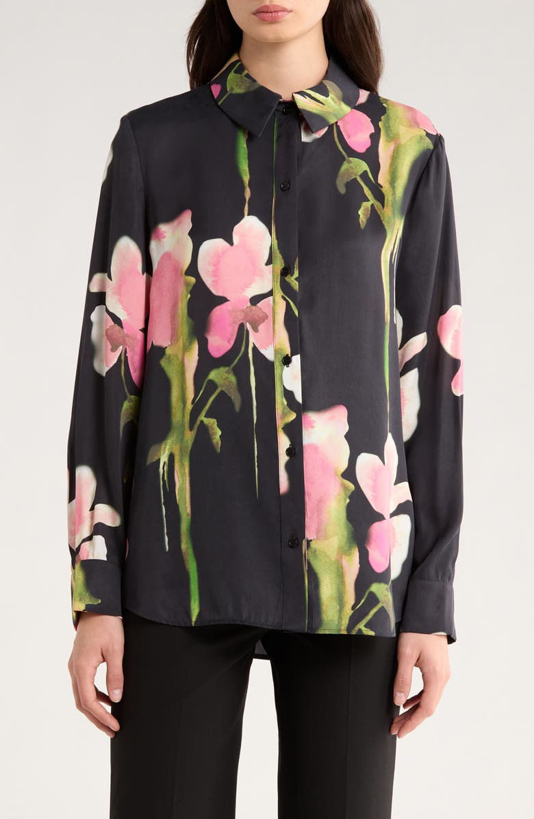 Stine Goya Melting Flowers Print Button Front Shirt, Main, color, Melting Flowers