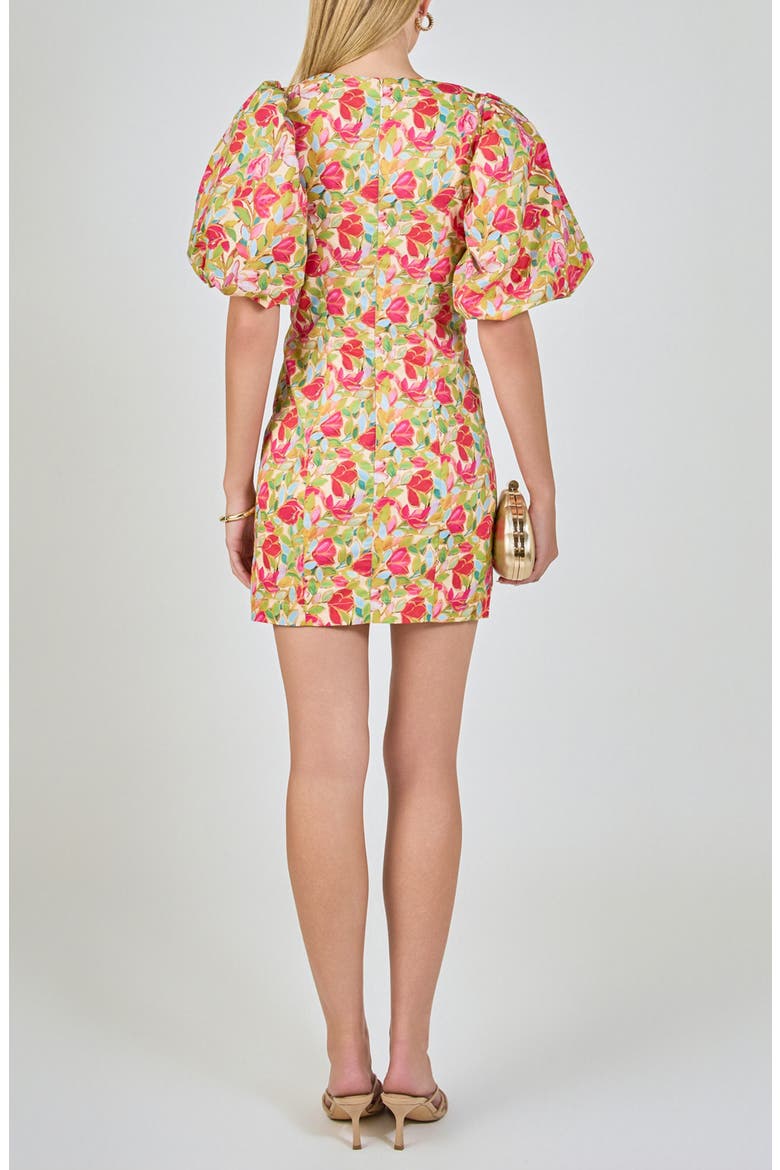 Floral Print Puff Sleeve Minidress, Alternate, color, MULTI