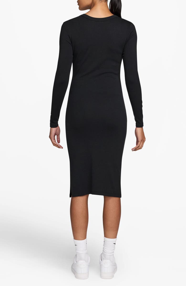 Nike Sportswear Chill Knit Long Sleeve Body-Con Dress, Alternate, color, Black/ Sail