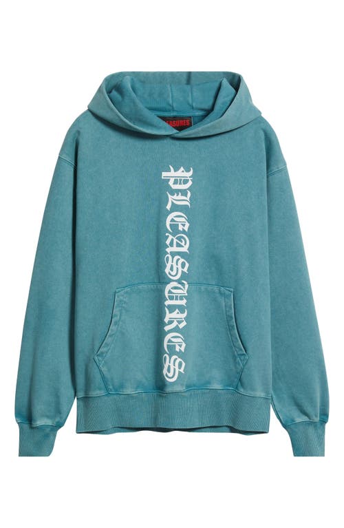 Pleasures Knight Overdye Logo Graphic Hoodie In Blue