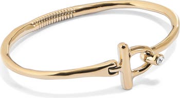 18K gold-plated bangle bracelet with white topaz