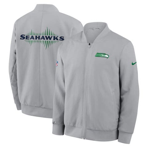 Men's Nike  Wolf Gray Seattle Seahawks 2025 Rivalries Collection Sideline Full-Zip Bomber Jacket