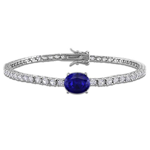 Lab-Created Gemstone Station Tennis Bracelet