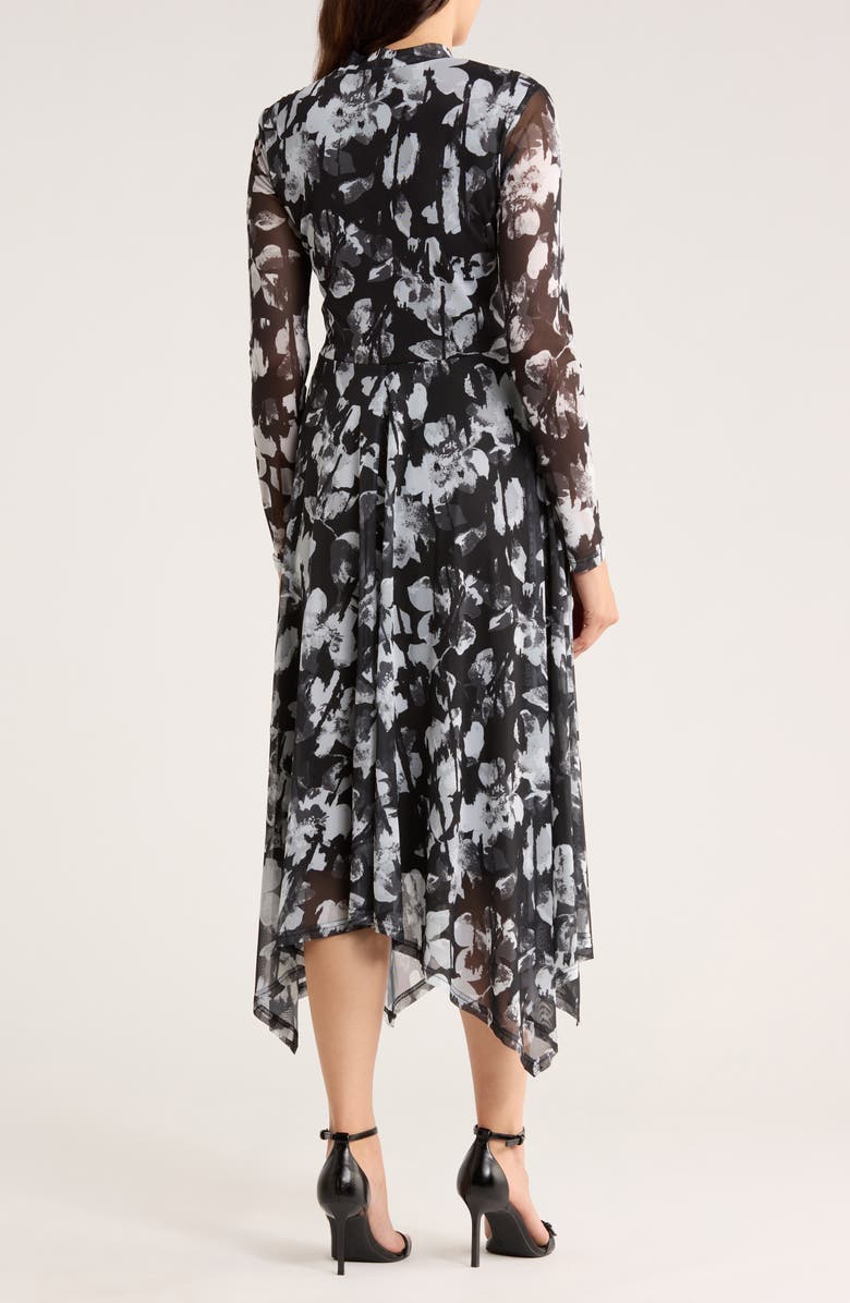 Ellen Tracy Floral Long Sleeve Fit & Flare Dress, Alternate, color, Floral Shadows
