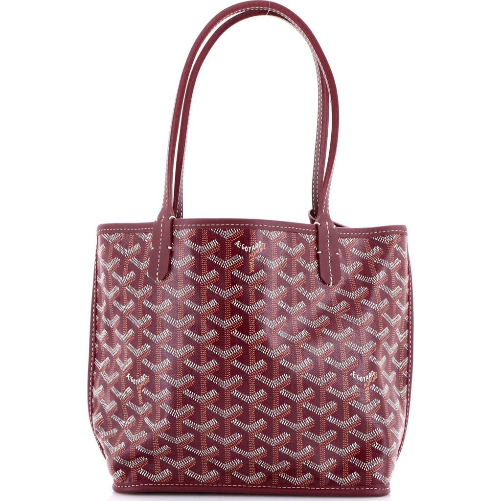Pre-owned Goyard Goyard Anjou Reversible Tote Coated Canvas Mini In Burgundy