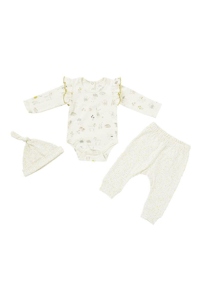 Magical Forest Organic Cotton Bodysuit, Pants & Knotted Hat Set, Main, color, MAGICAL FOREST