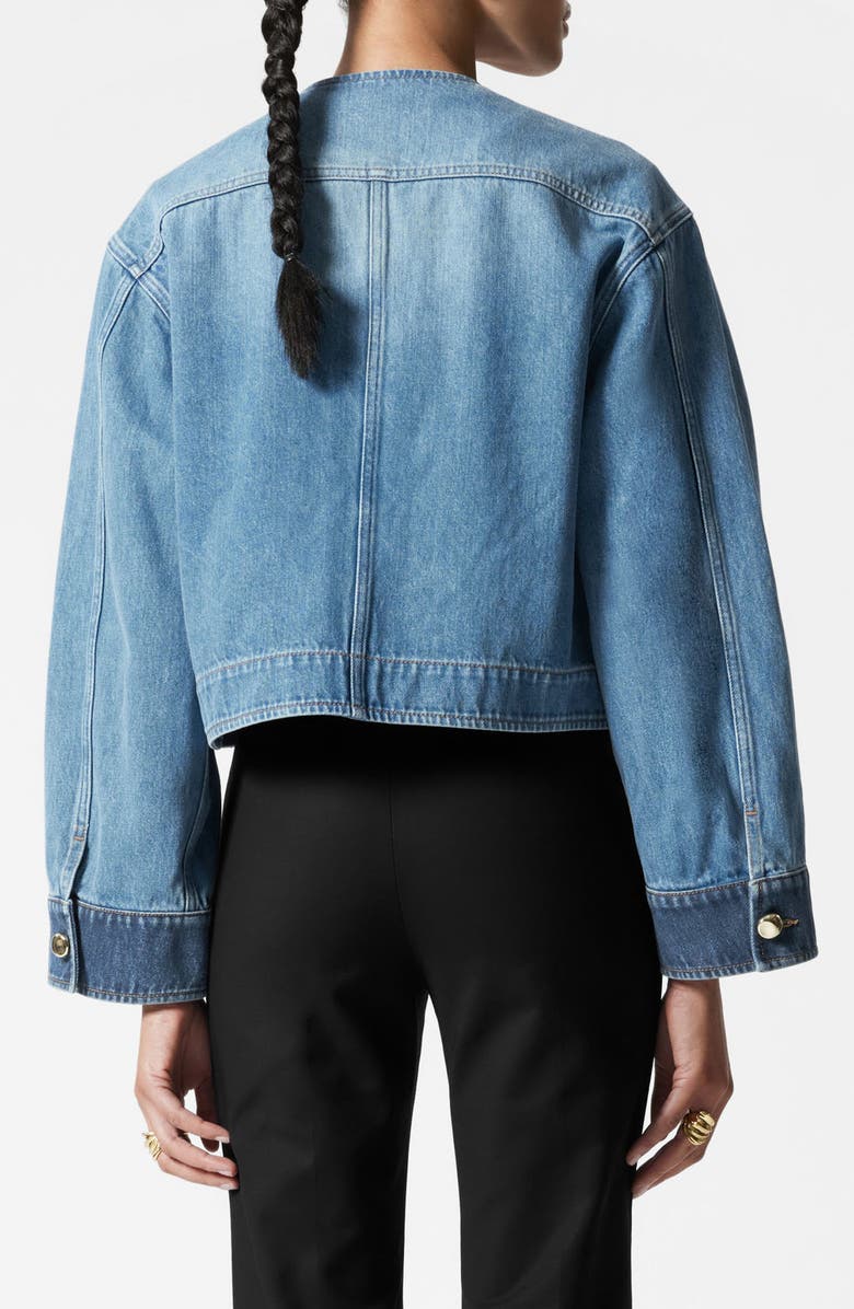 
Other Stories Collarless Crop Denim Jacket, Alternate, color, 