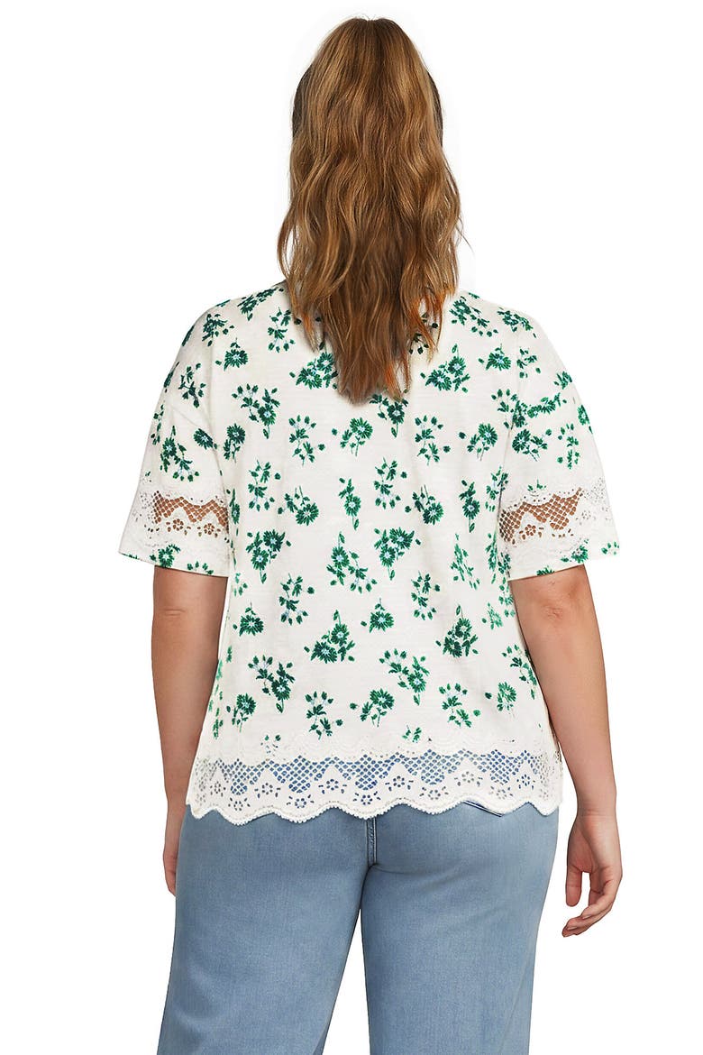 Short Sleeve Slub Jersey Cutwork T-shirt, Alternate, color, Ivory/Bluegrass Floral