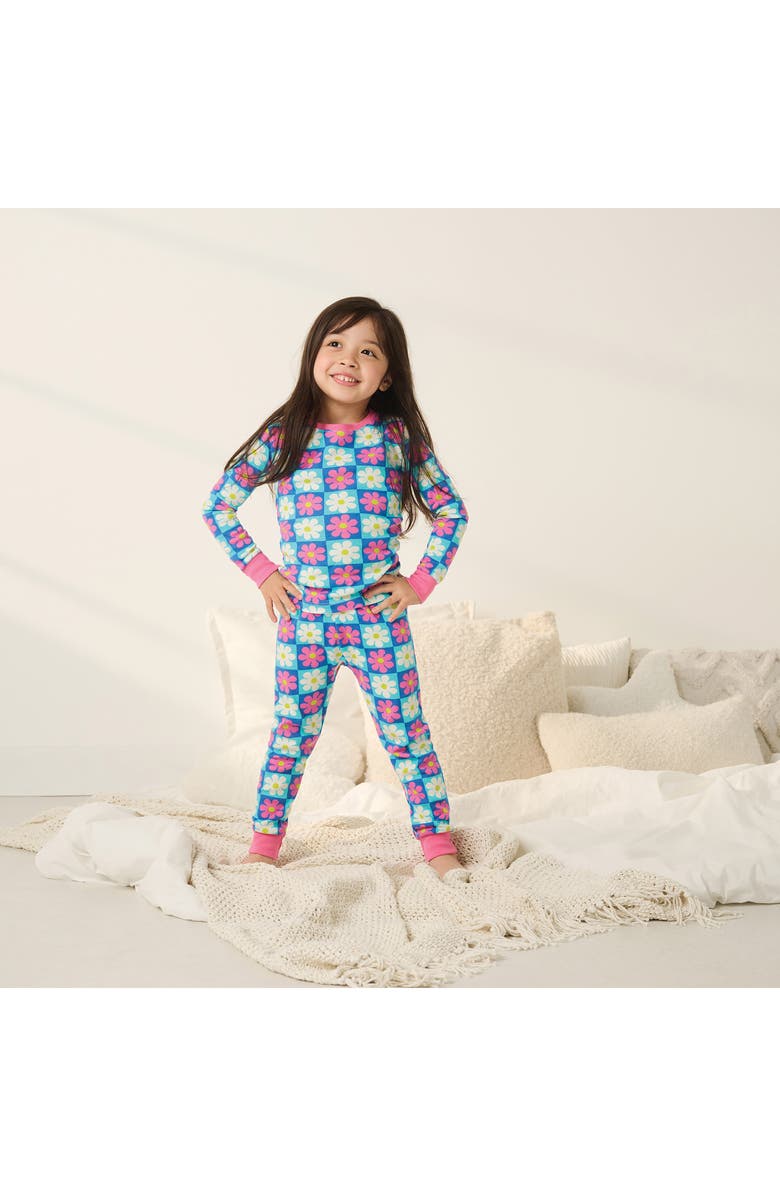 Hatley Kids' Check Daisy Fitted Two-Piece Organic Cotton Pajamas, Alternate, color,