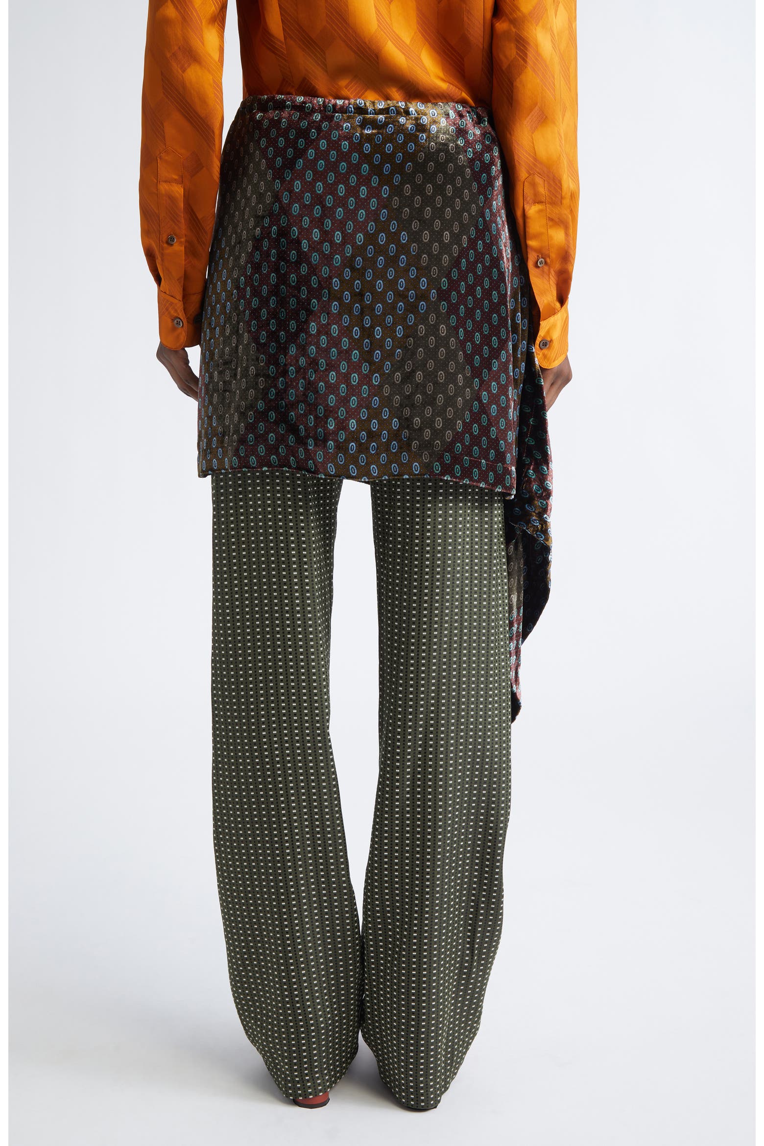 Pritty Dries Van Noten Pritty Mixed Print Satin Skirt Pants (Women ...