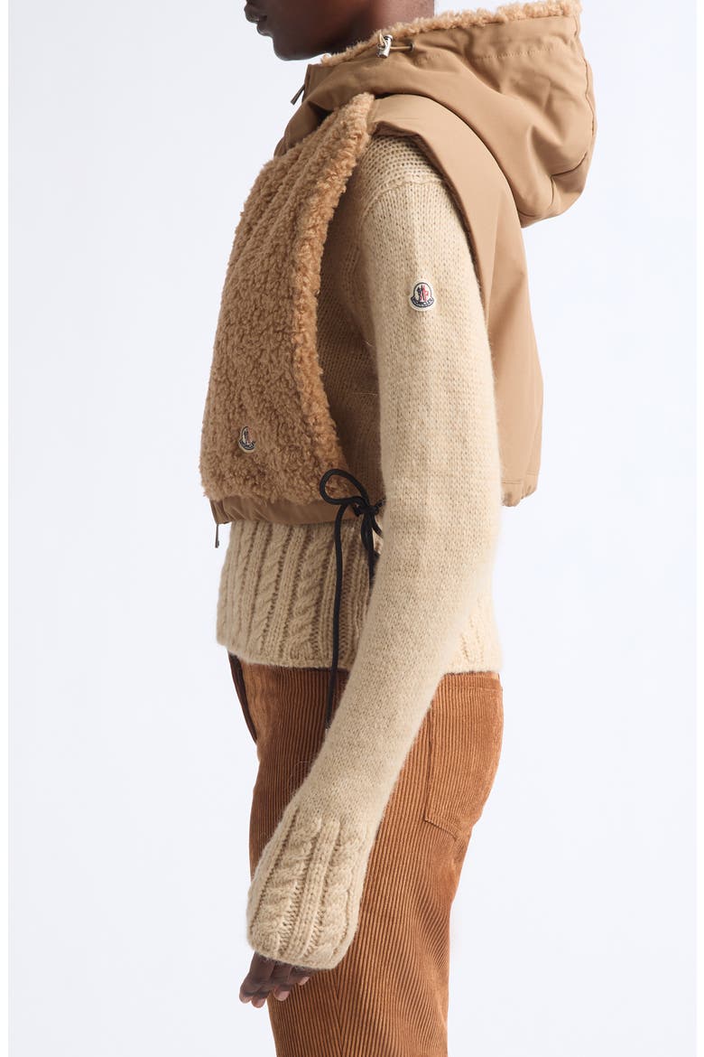 Hooded Faux Fur Bib, Alternate, color, BEIGE