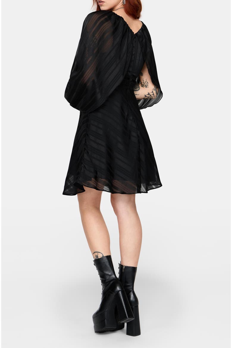 Briella Chiffon Striped Midi Dress, Alternate, color, Black