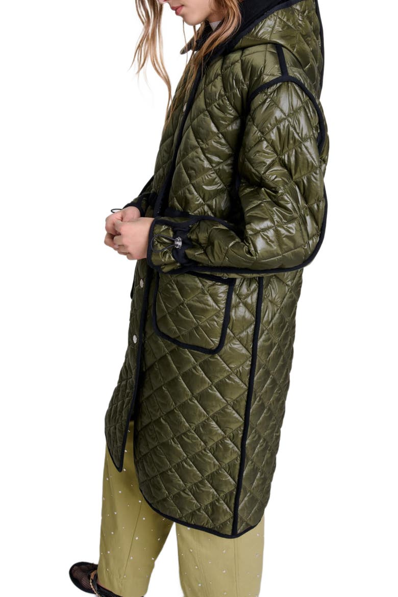 Contrast quilted puffer jacket, Alternate, color, Khaki