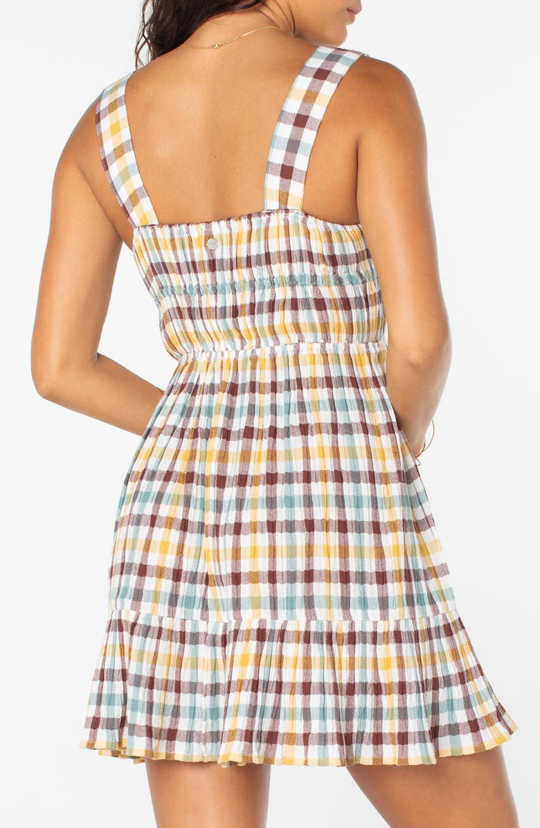 Roxy Paradise Breeze Plaid Babydoll Dress, Alternate, color, Fudgesickl