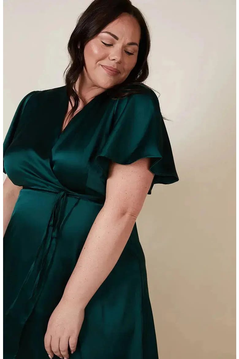 Florence Waterfall Hem Dress, Alternate, color, Forest Green