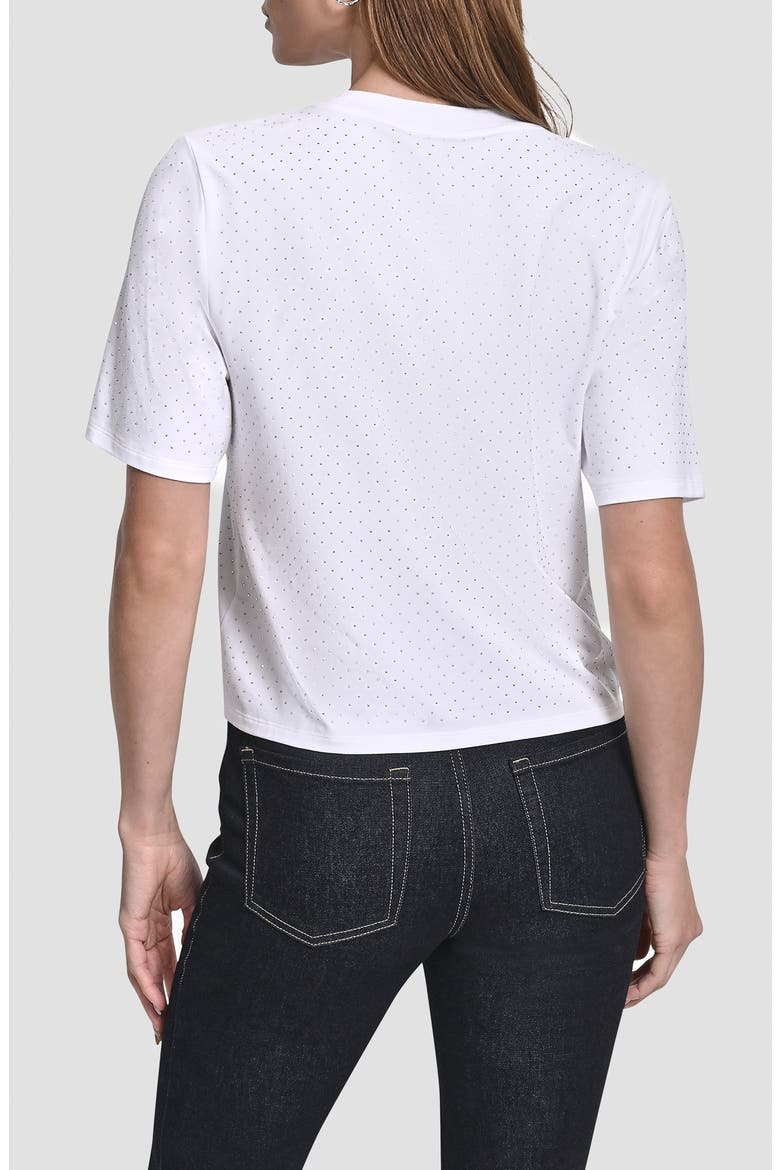 Studded Cotton Blend T-Shirt, Alternate, color, WHITE