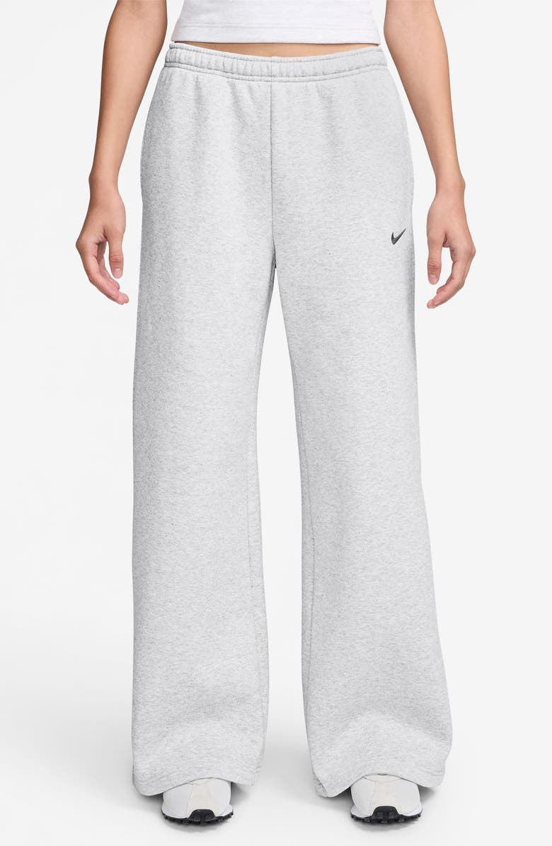 Nike Studio Fleece Wide Leg Sweatpants, Main, color, Grey Heather/ Black