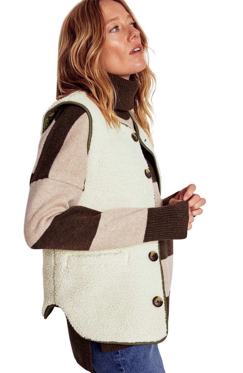 Boden Clerkenwell Reversible Vest, Alternate, color, Woodland Green/ Natural Borg