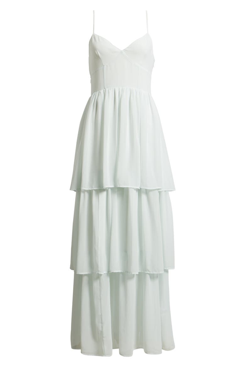 Tiered Chiffon Maxi Cocktail Dress, Alternate, color, GREEN CLOUD