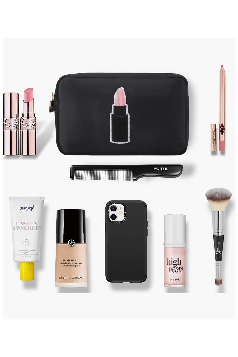 Medium Lipstick Cosmetic Bag, Alternate, color, BLACK