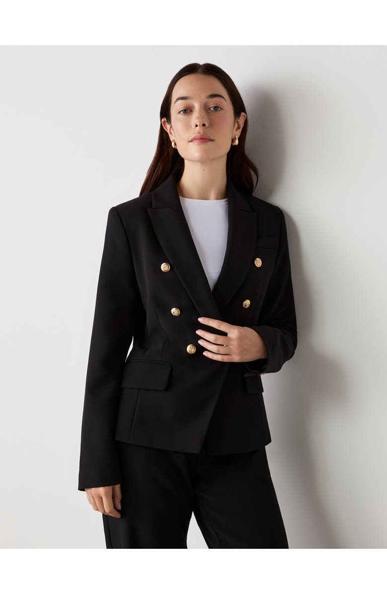 Finery London Lydia Long Sleeve Button Detail Blazer, Main, color, Black