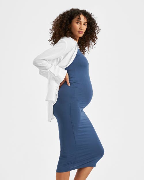 Ripe Maternity Luxe Knit Contour Dress In Blue
