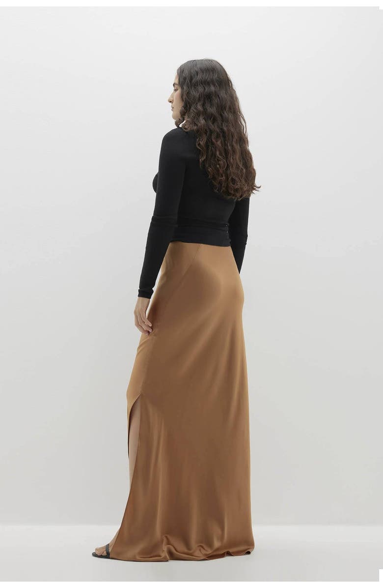 NAKED CASHMERE Siren Silk Maxi Skirt, Alternate, color, Bronze
