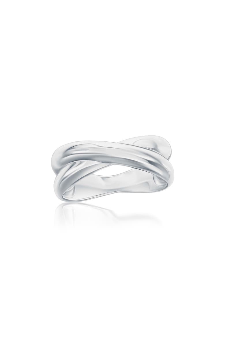 Puffed Crossover Ring, Main, color, SILVER