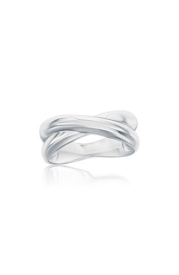 Simona Puffed Crossover Ring In Silver
