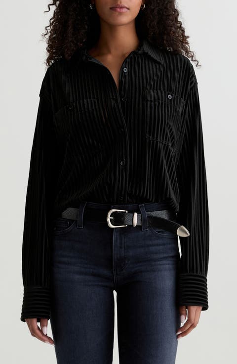 Leny Relaxed Fit Velvet Button-Up Shirt