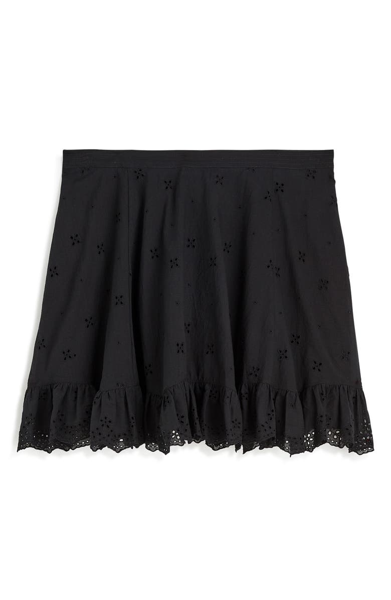 Madewell Cotton Voile Eyelet Miniskirt, Alternate, color, Jet Black