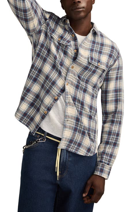 Acid Wash Cotton Flannel Shirt