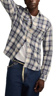 Lucky Brand Acid Wash Cotton Flannel Shirt