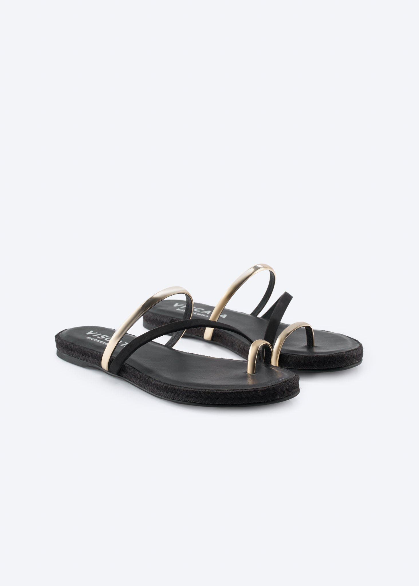 VISCATA Miramar Suede Espadrille Sandal Flats, Alternate, color, Black