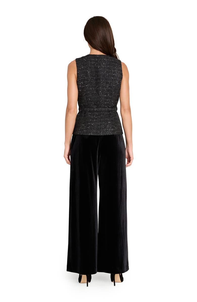 Tahari ASL Rhinestone Bouclé Vest, Alternate, color, Black Silver