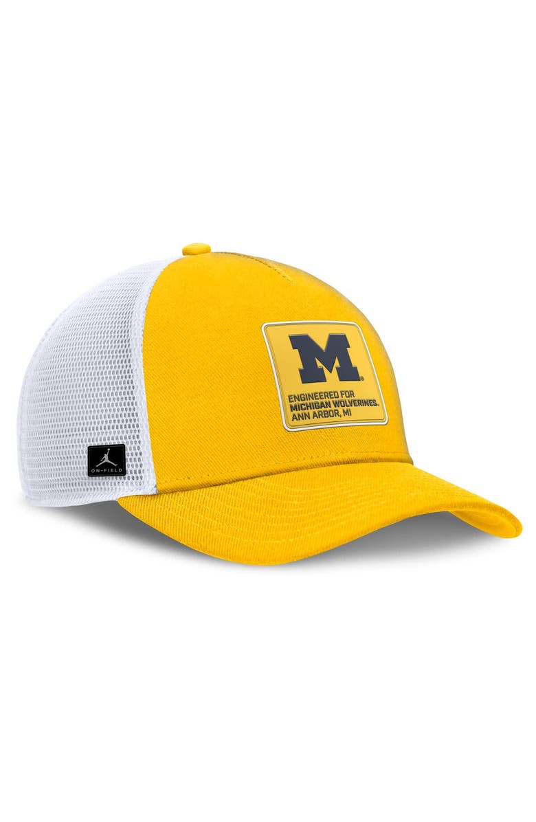 Jordan Brand Men's Jordan Brand  Gold/White Michigan Wolverines 2025 On-Field Rise Engineered Trucker Adjustable Hat, Alternate, color, Gold