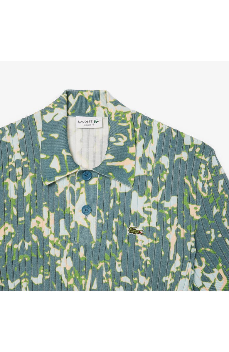 Lacoste Print Rib Polo, Alternate, color, Blue/ Light Pink/ Green
