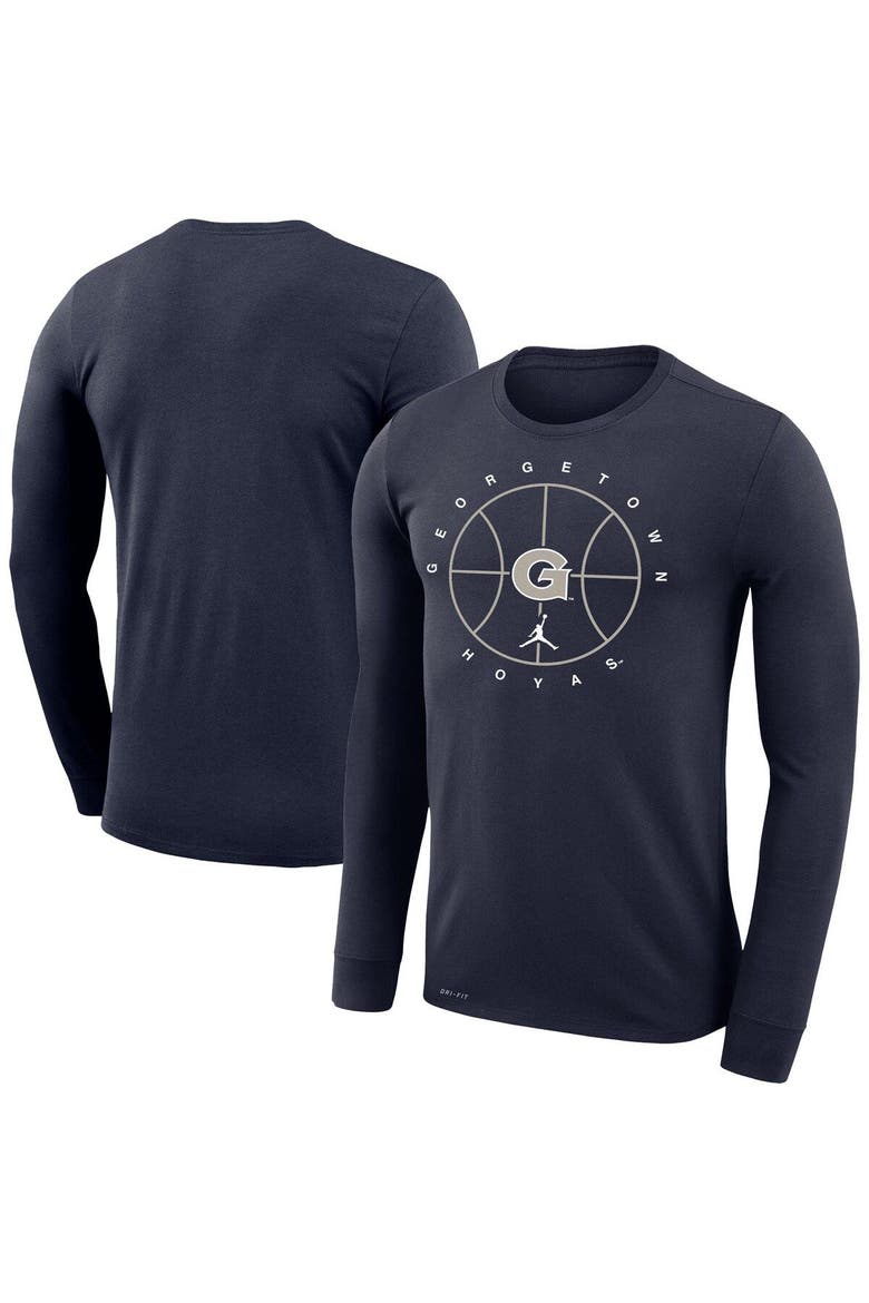 Men's Jordan Brand Navy Georgetown Hoyas Basketball Icon Legend Performance Long Sleeve T-Shirt, Main, color, Navy