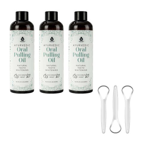 Oral Pulling Oil 3-Pack with Tongue Scrapers