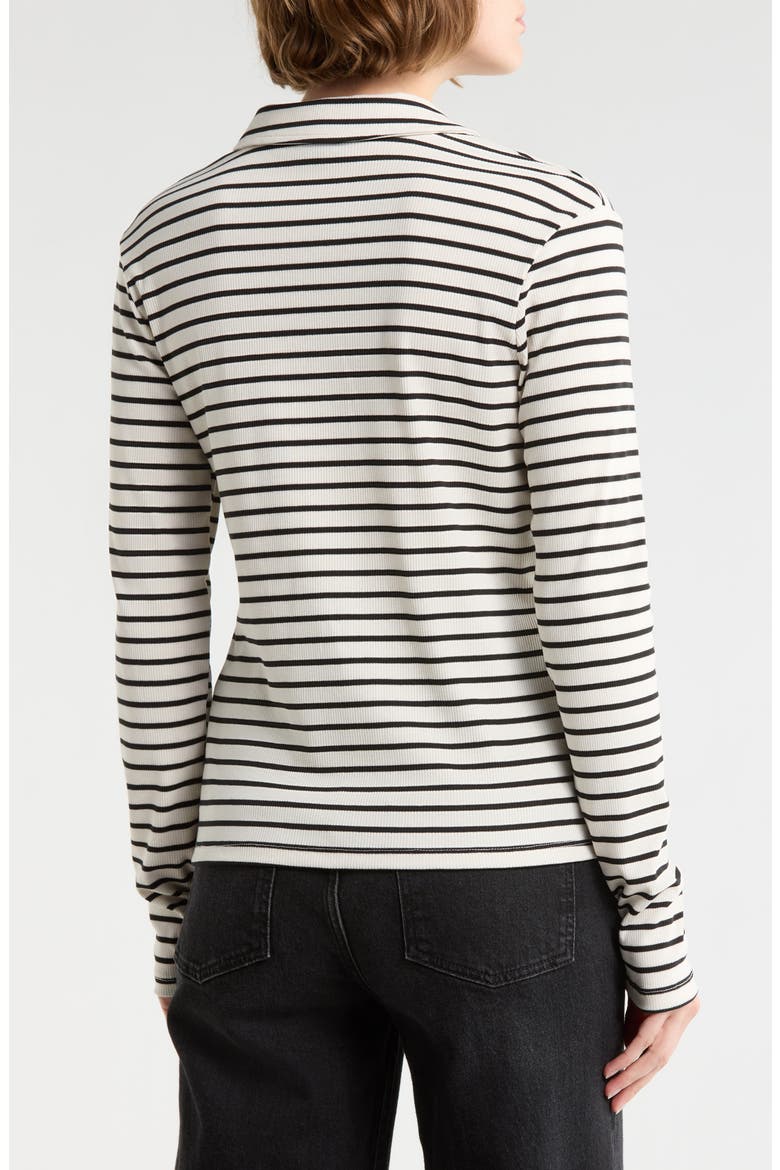 Collared Ribbed Knit Sweater, Alternate, color, CHALK WHITE/ BLACK