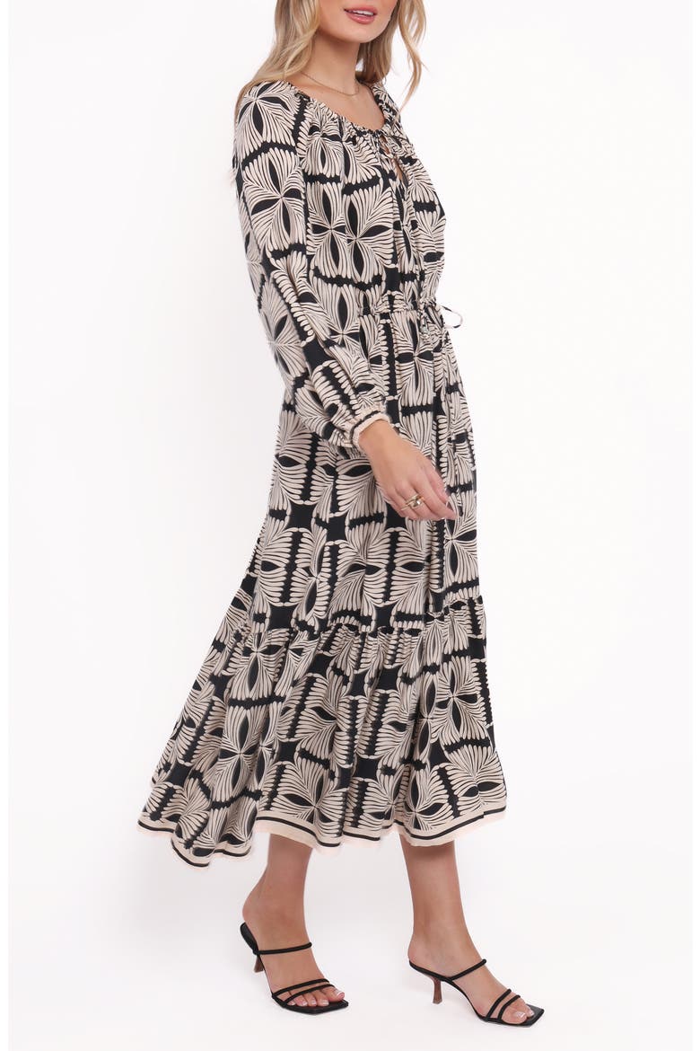 Faris Print Long Sleeve Maxi Dress, Alternate, color, BLACK GEO