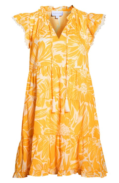 Joni Flutter Sleeve Ruffle Hem Dress