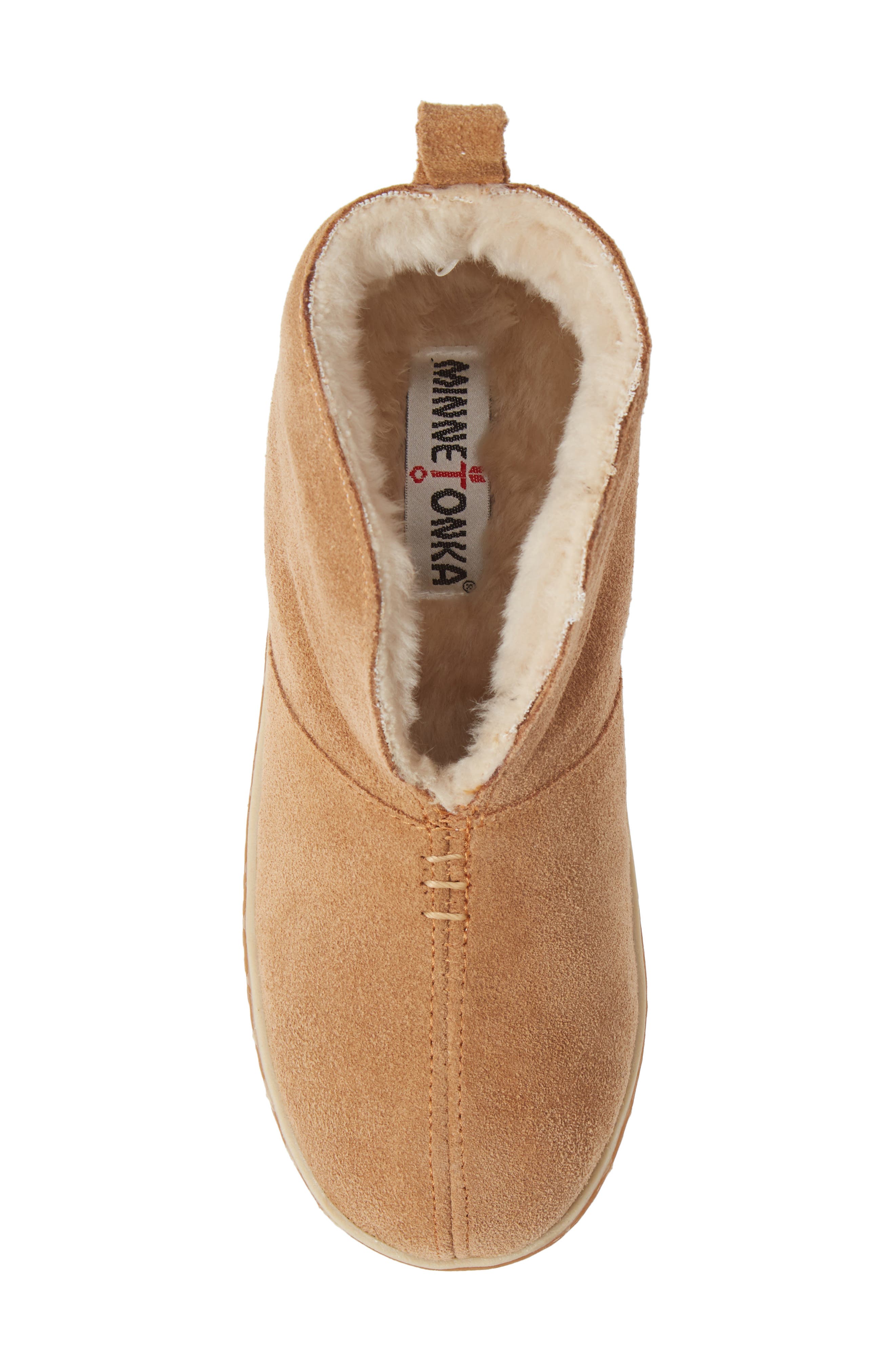 Minnetonka Tucson Bootie with Faux Fur Lining, Alternate, color, Cinnamon Suede