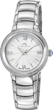 PORSAMO BLEU Stainless Steel Luna Topaz Bracelet Watch, 34mm