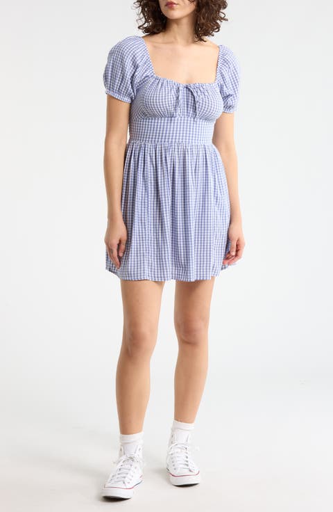 Puff Sleeve Tie Front Minidress