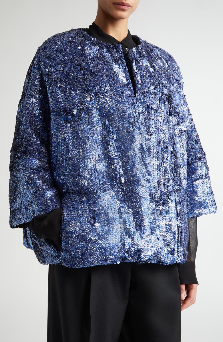 Dries Van Noten Embellished Cocoon Jacket, Alternate, color, Blue