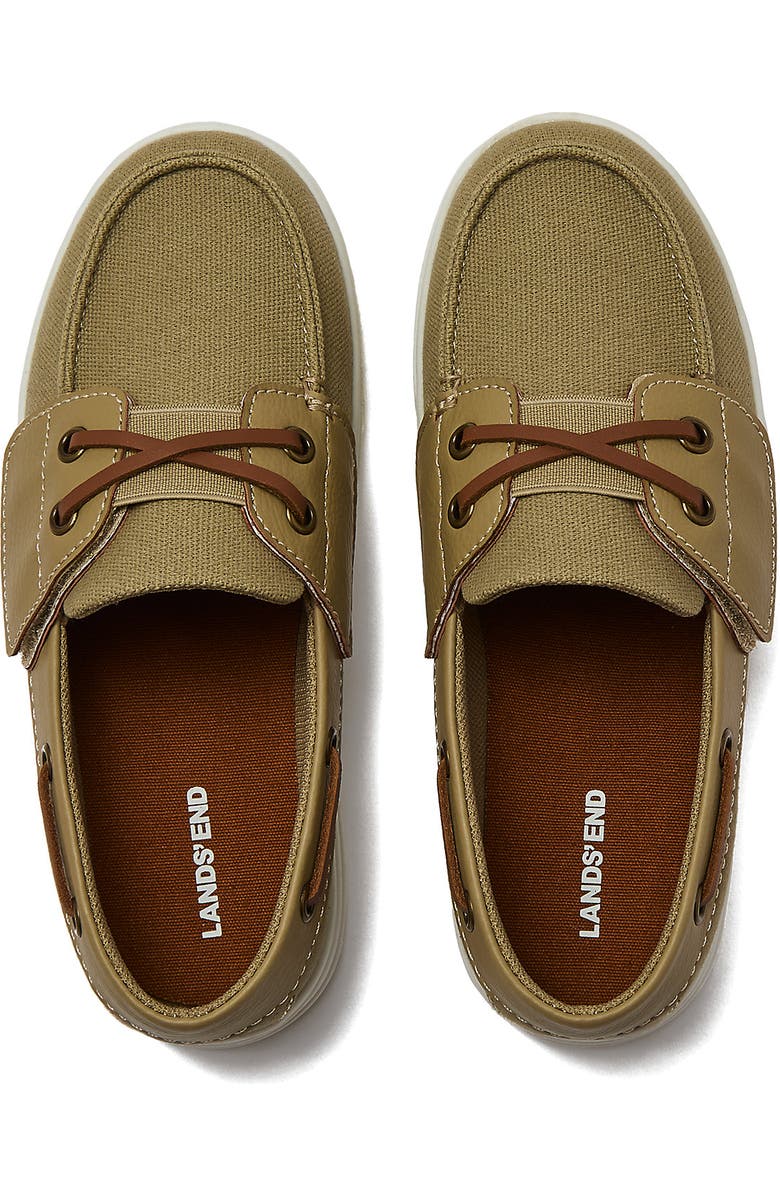 Lands' End Kids Canvas Easy On Boat Shoes, Alternate, color, Desert Tan