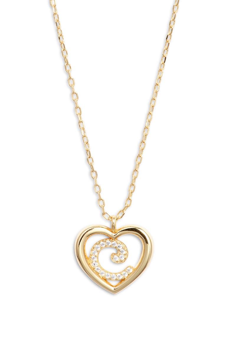Heart Cubic Zirconia Initial Pendant Necklace, Main, color, GOLD C
