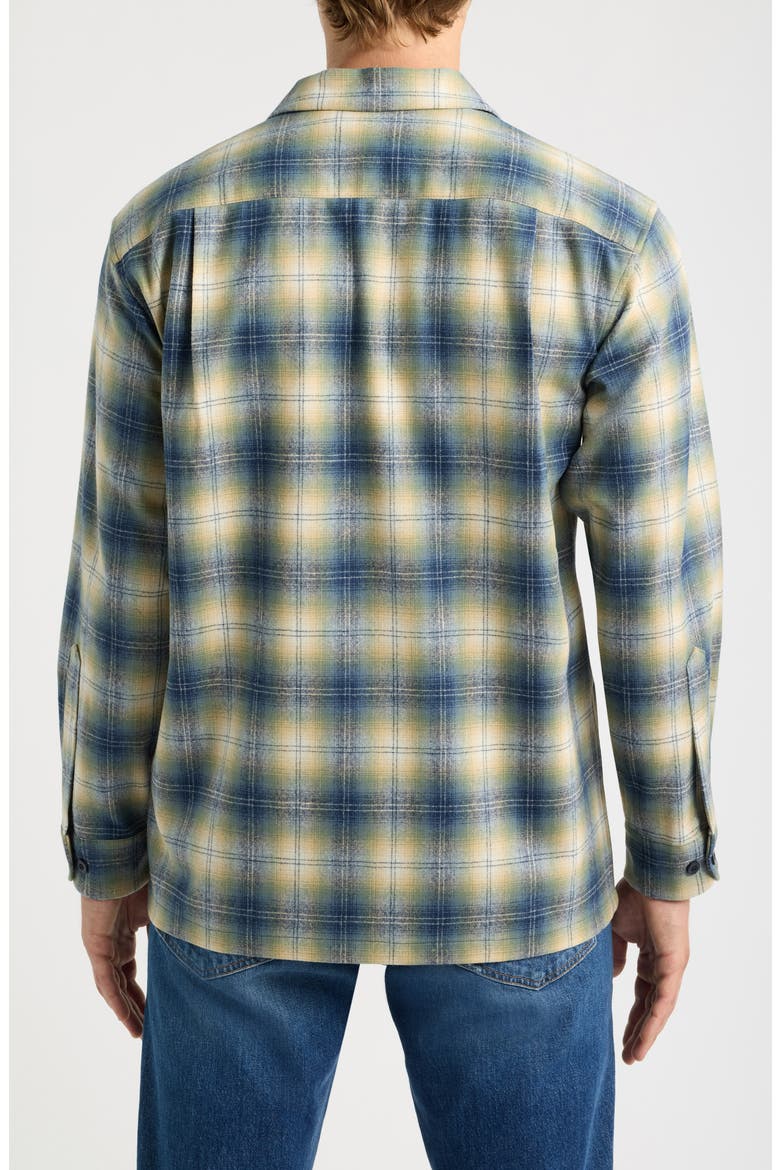 Board Plaid Wool Flannel Button-Up Overshirt, Alternate, color, BLUE/ GREEN OMBRE